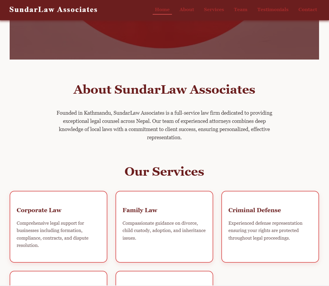 Sundarlaw Associates screenshot